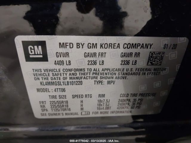 KL4MMGSL1LB101220 Buick Encore Gx Awd Essence