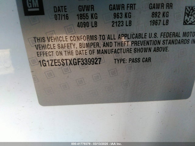 1G1ZE5STXGF339927 Chevrolet MALIBU 1LT