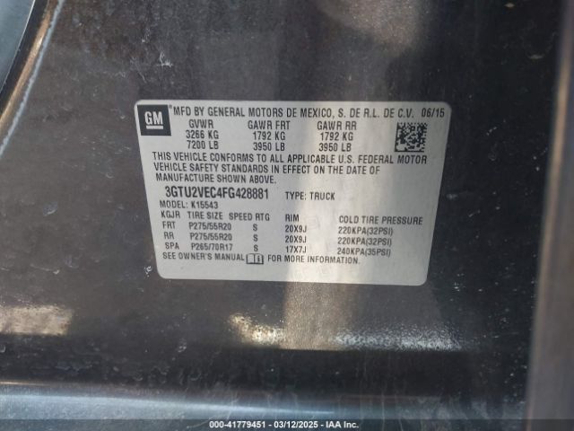 3GTU2VEC4FG428881 GMC Sierra 1500 Slt