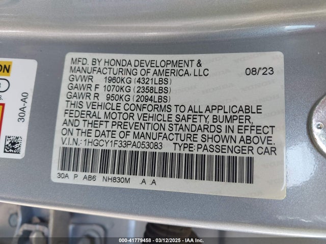 1HGCY1F33PA053083 Honda ACCORD EX