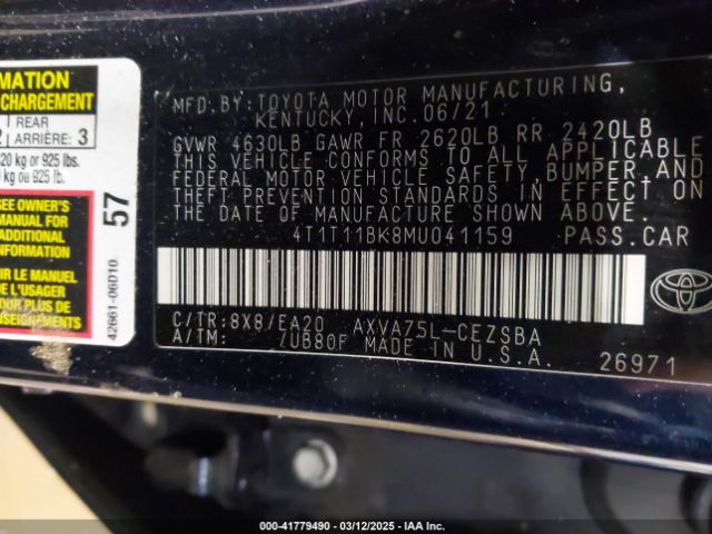 4T1T11BK8MU041159 Toyota Camry Se Awd