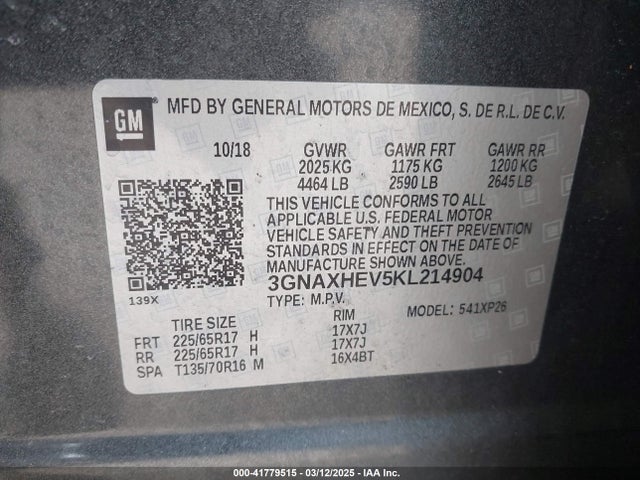 3GNAXHEV5KL214904 Chevrolet EQUINOX LS