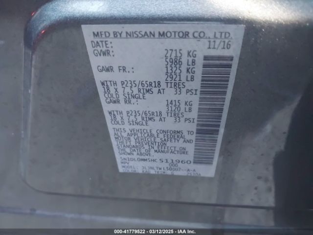 5N1DL0MM5HC511960 Infiniti QX60