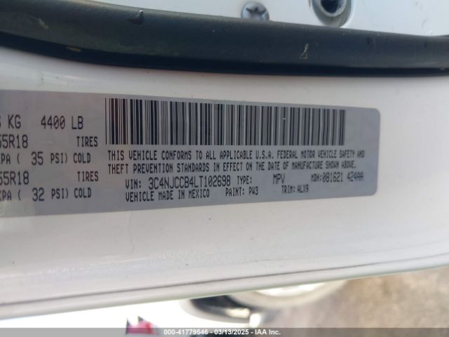 3C4NJCCB4LT102698 Jeep Compass Limited Fwd