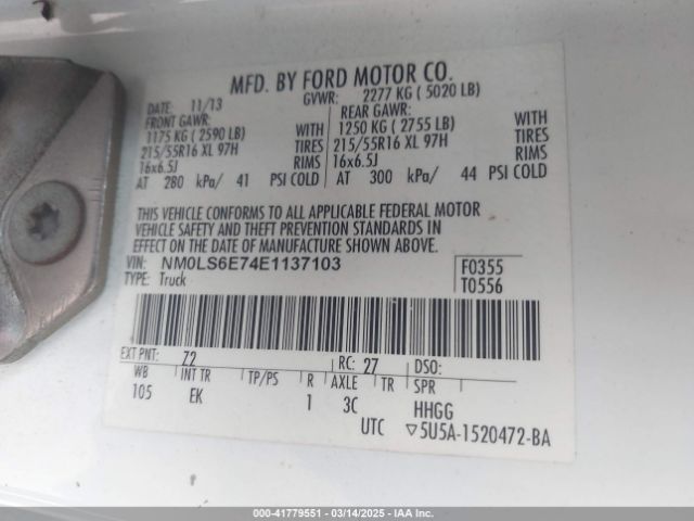 NM0LS6E74E1137103 Ford Transit Connect Xl