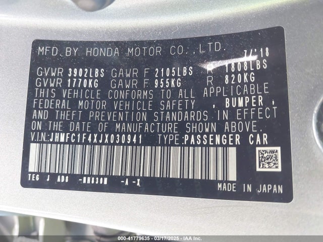 JHMFC1F4XJX030941 Honda Civic Ex-t