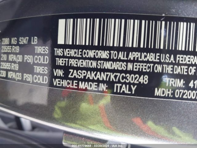 ZASPAKAN7K7C30248 Alfa Romeo Stelvio Sport Awd