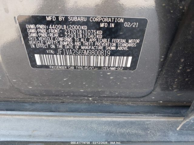 JF1VA2S69M9800819 Subaru Wrx Sti