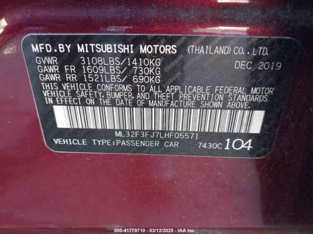 ML32F3FJ7LHF05571 Mitsubishi Mirage G4 Es