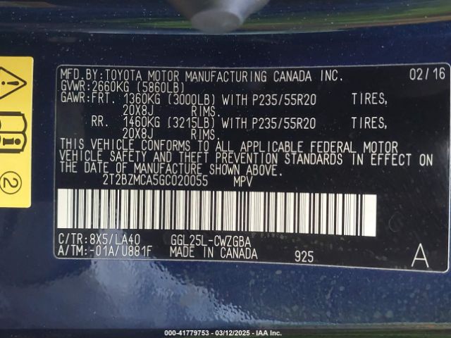 2T2BZMCA5GC020055 Lexus RX 350