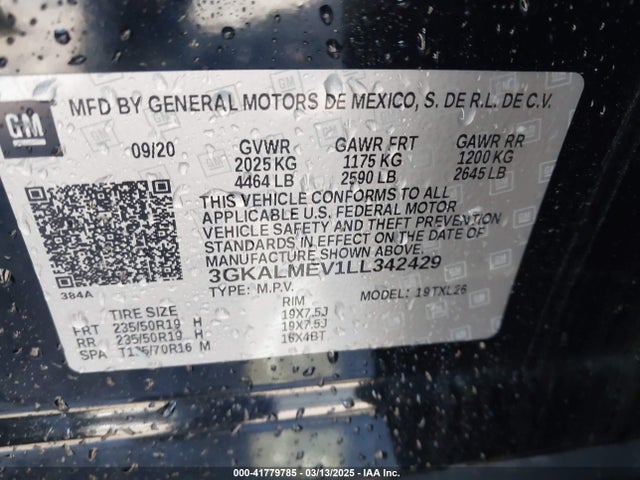 3GKALMEV1LL342429 GMC Terrain Fwd Sle