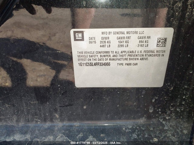 Chevrolet MALIBU 1LT 2015 1G11C5SL4FF334966 Image 9