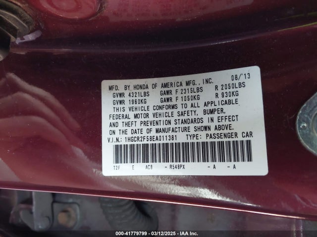 2014 Honda Accord Sport მანქანა იყიდება აუქციონზე, vin: 1HGCR2F58EA011381, აუქციონის ნომერი: 41779799