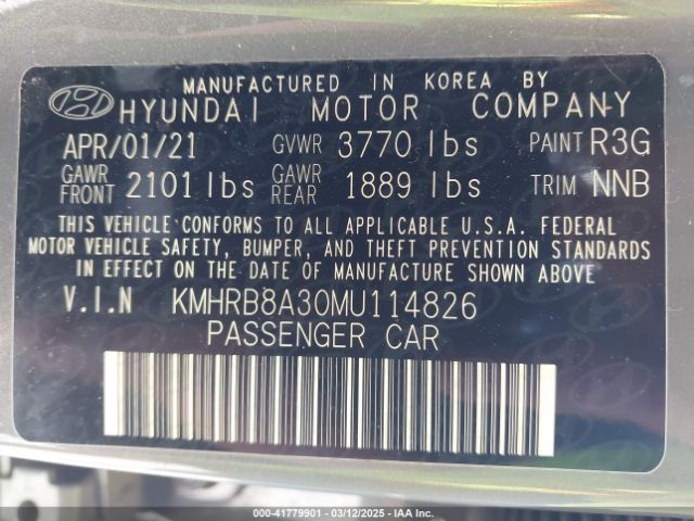 KMHRB8A30MU114826 Hyundai Venue Se