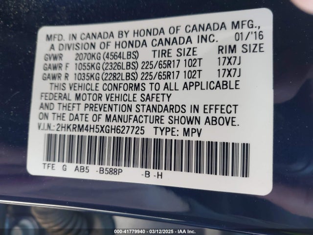 2HKRM4H5XGH627725 Honda CR-V EX