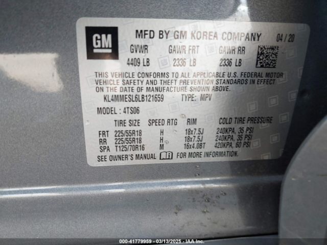 KL4MMESL6LB121659 Buick Encore Gx Awd Select