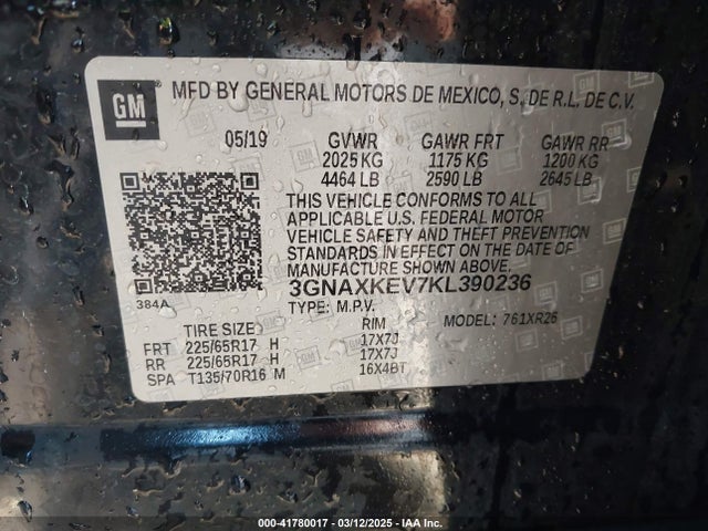 Chevrolet EQUINOX LT 2019 3GNAXKEV7KL390236 Image 9