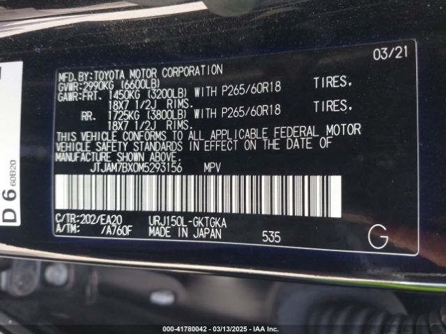 JTJAM7BX0M5293156 Lexus Gx 460 Premium