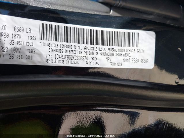 1C4RJFBG2KC666974 Jeep Grand Cherokee Limited X 4x4