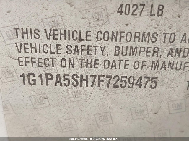 1G1PA5SH7F7259475 Chevrolet Cruze Ls Auto
