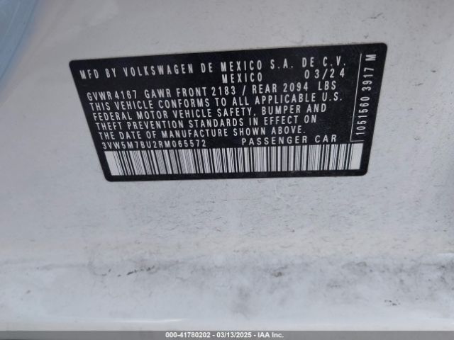 3VW5M7BU2RM065572 Volkswagen Jetta 1.5t S