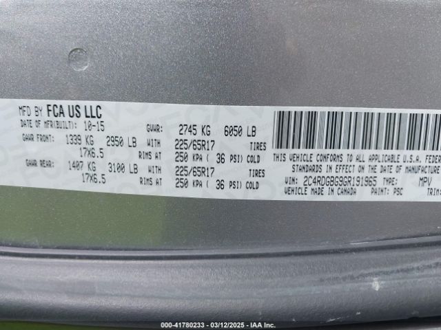 2C4RDGBG9GR191965 Dodge Grand Caravan Se