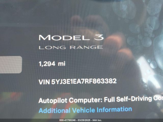 5YJ3E1EA7RF863382 Tesla Model 3 Long Range Dual Motor All-wheel Drive/rear-wheel Drive