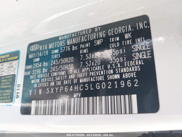 5XYP64HC5LG021962 KIA Telluride S
