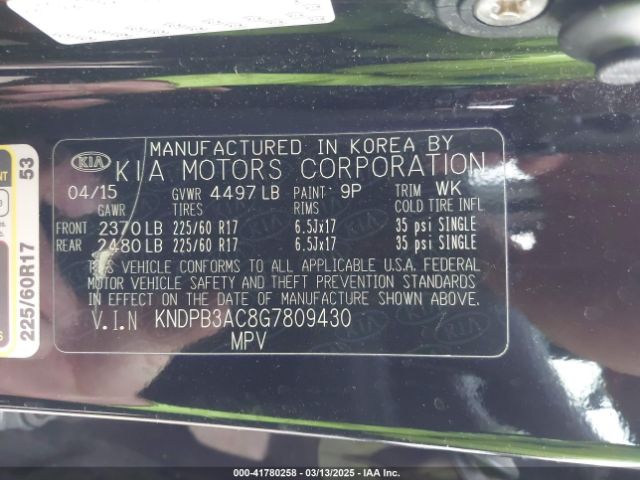 KNDPB3AC8G7809430 KIA Sportage Lx