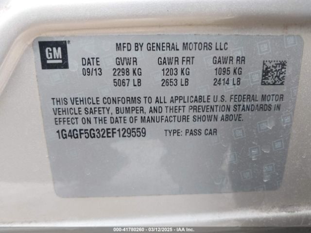 1G4GF5G32EF129559 Buick Lacrosse Premium Ii Group