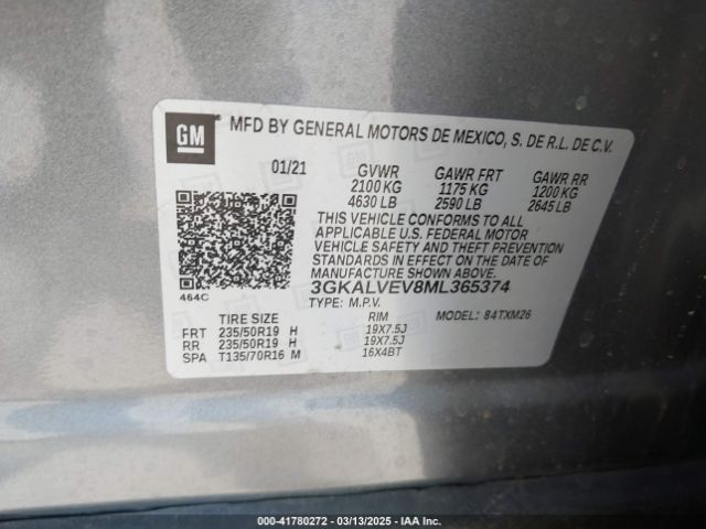 3GKALVEV8ML365374 GMC Terrain Awd Slt