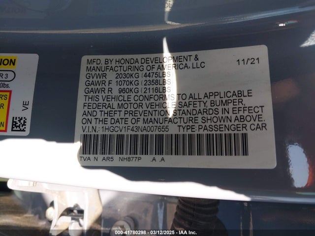 1HGCV1F43NA007655 Honda Accord Sport Special Edition