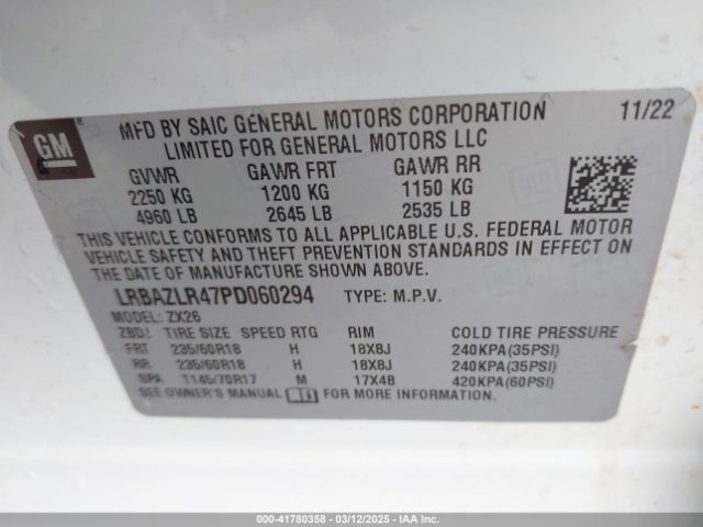 LRBAZLR47PD060294 Buick Envision Preferred Fwd