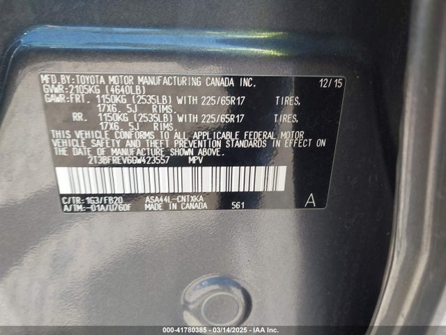 Toyota RAV4 LE 2016 2T3BFREV6GW423557 Image 9