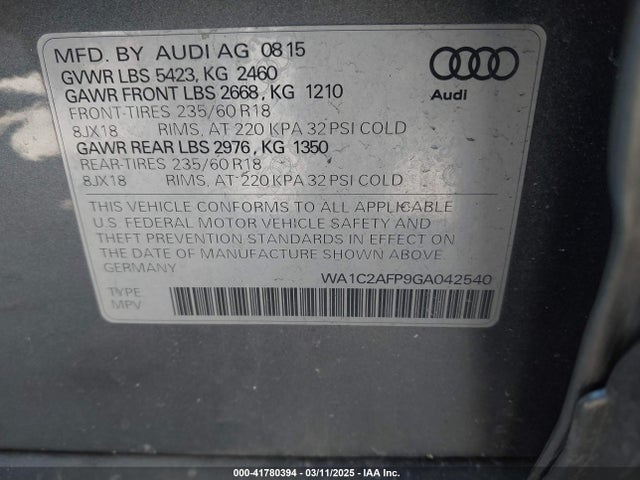 2016 AUDI Q5 WA1C2AFP9GA042540 Photo 8