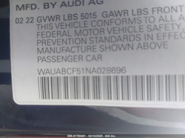 2022 AUDI A5 SPORTBACK WAUABCF51NA028696 Photo 8