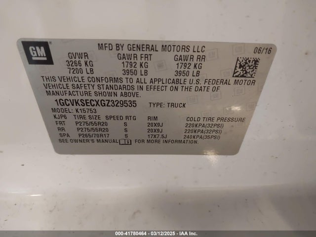 1GCVKSECXGZ329535 Chevrolet Silverado 1500 2lz