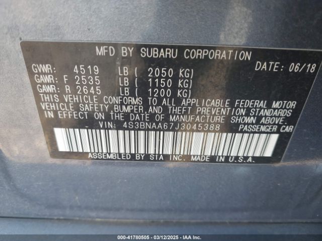 4S3BNAA67J3045388 Subaru Legacy 2.5i