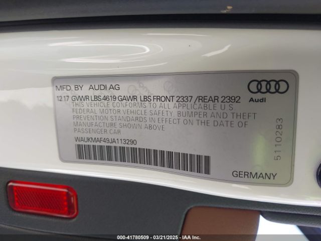 WAUKMAF49JA113290 Audi A4 2.0t Tech Ultra Premium/2.0t Ultra Premium
