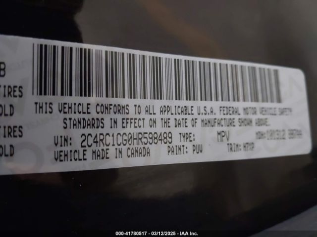 2C4RC1CG0HR598489 Chrysler Pacifica Lx