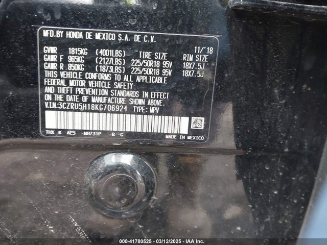 3CZRU5H18KG706924 Honda HR-V SPORT