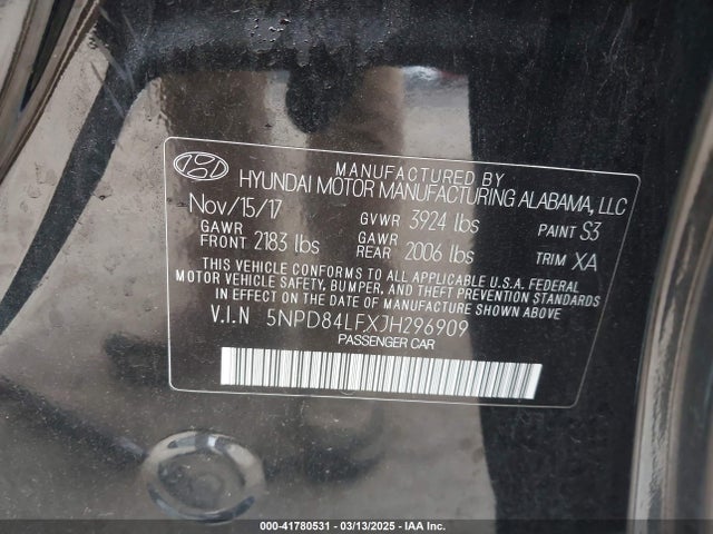 5NPD84LFXJH296909 Hyundai Elantra Value Edition