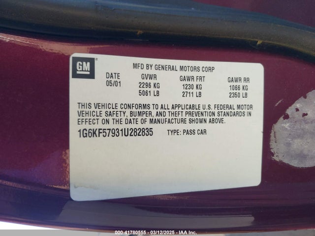 2001 CADILLAC DEVILLE 1G6KF57931U282835 Photo 8