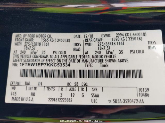 2019 FORD F-150 1FTEW1EP7KKC53534 Photo 8