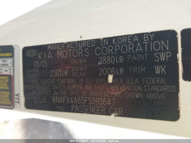 KNAFX4A65F5393647 KIA FORTE LX