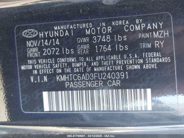 KMHTC6AD3FU240391 Hyundai Veloster