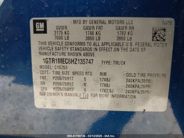 1GTR1MEC6HZ135747 GMC Sierra 1500 Sle