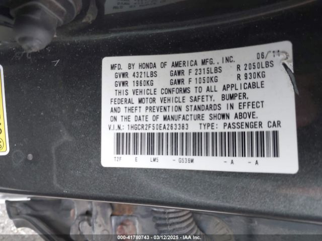 1HGCR2F50EA263383 Honda Accord Sport