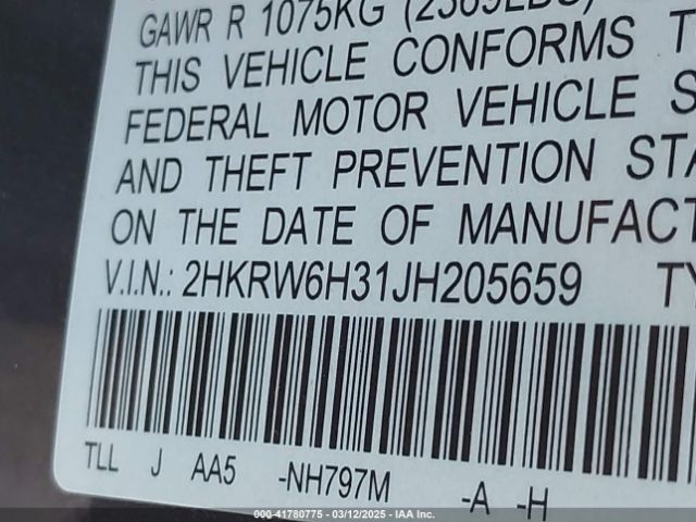 2HKRW6H31JH205659 Honda CR-V LX