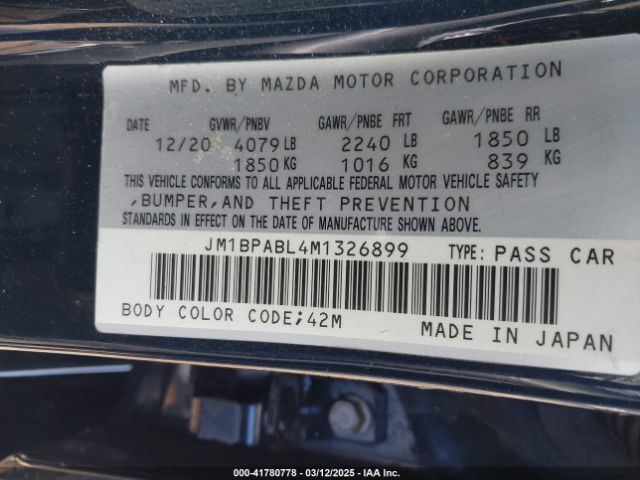 JM1BPABL4M1326899 Mazda Mazda3 Select
